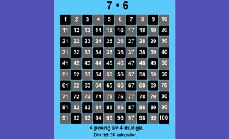 Rutenett med tallene fra 1-100
