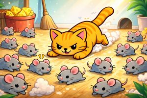 Katt jager mange mus