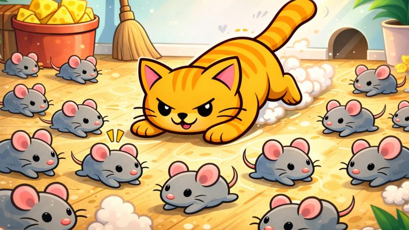 Katt jager mange mus