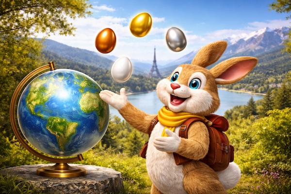 Påskehare sjonglerer edle påskeegg